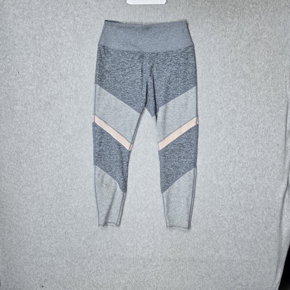 Alo Yoga Women Activewear Pants L Gray Colorblock Leggings READ